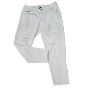 Lane Bryant White Boyfriend Genius Fit Jeans Size 16 Distressed